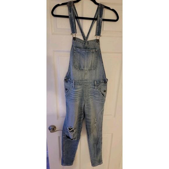 Abercrombie & Fitch Denim Bib OverallsSZ Small Skinny Distressed Streetwear - Picture 2 of 13